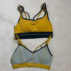 Aimer Sports Bra Bundle (2) Yellow & Gray Strappy Activewear Gym Working Out